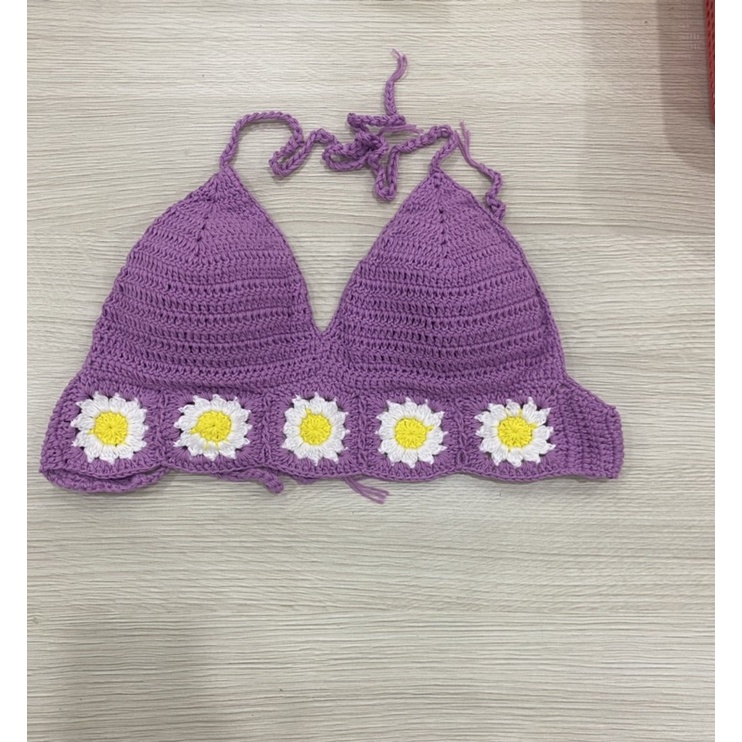 SET LEN MÓC ÁO VÀ VÁY ĐÍNH HOA 2 món - Bikini len