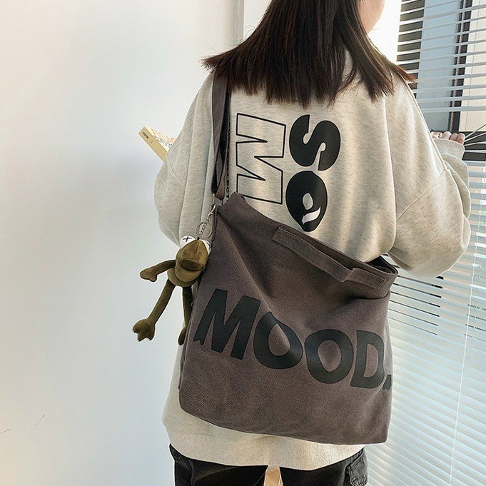 TÚI TOTE ĐEO CHÉO NAM NỮ MOOD VẢI CANVAS PHONG CÁCH ULZZANG UNISEX