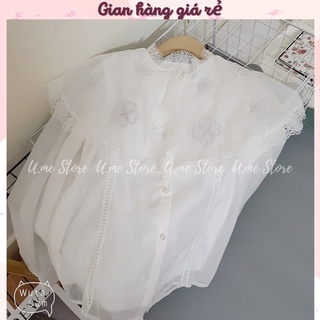 com bo áo sơ mi kiểu + váy xanh