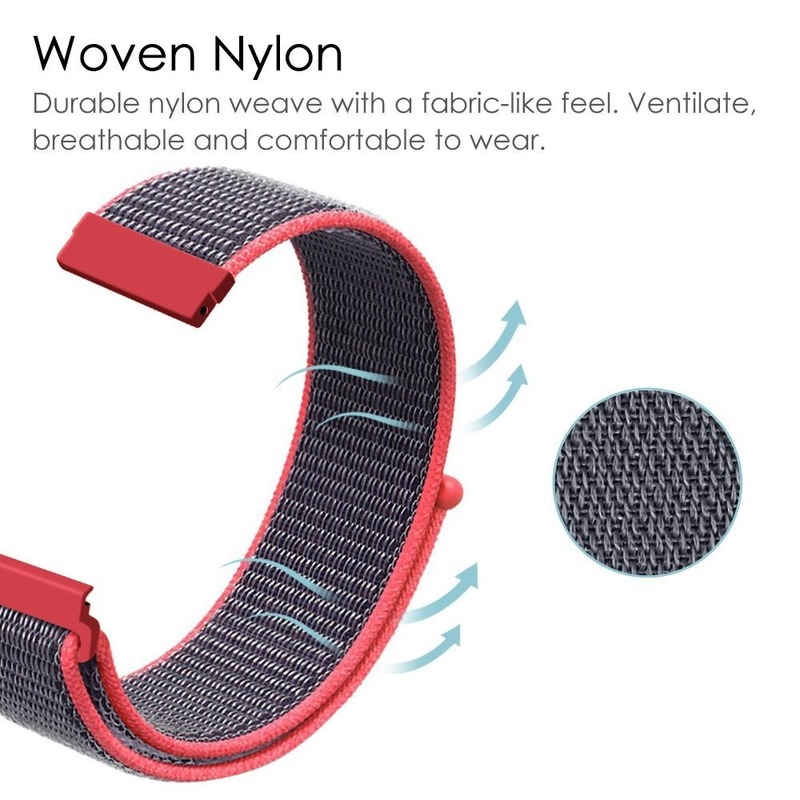 Watch Accessories 20 22 mm Leisure Nylon Velcro Loopback Band For Huami Watch Amazfit Bip Pace Lite GTS GTR Neo 42mm 47mm Pebble Stratos 2 3 2S Breathable Sports Strap Replace Wristband Watch ring