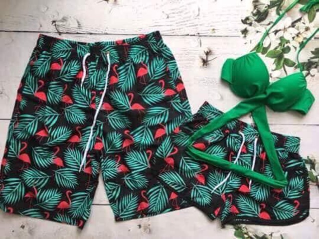Quần bơi cặp hạc đỏ, cây lá nhiệt đới cực cool | BigBuy360 - bigbuy360.vn