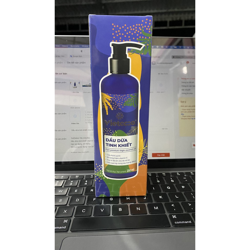 Dầu dừa nguyên chất, tinh khiết, chăm sóc tóc, da hạn chế rạng bụng vitamin E Vietcoco - chai vòi xịt 250ml | BigBuy360 - bigbuy360.vn