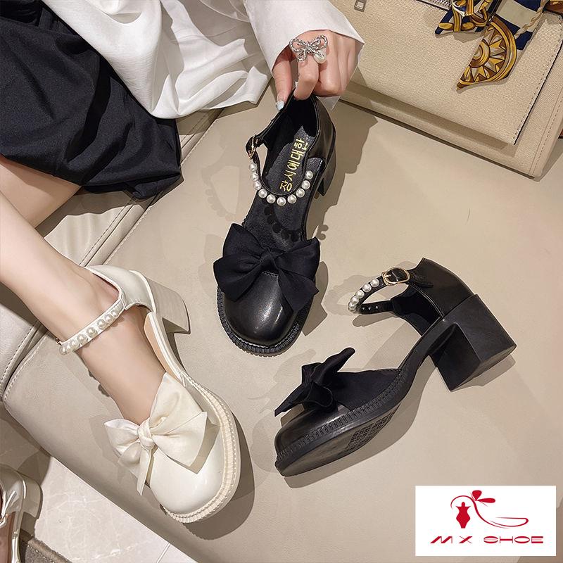 Giày Da Cao Gót Mary Jane Phong Cách Thời Trang 2022 Dành Cho Nữ