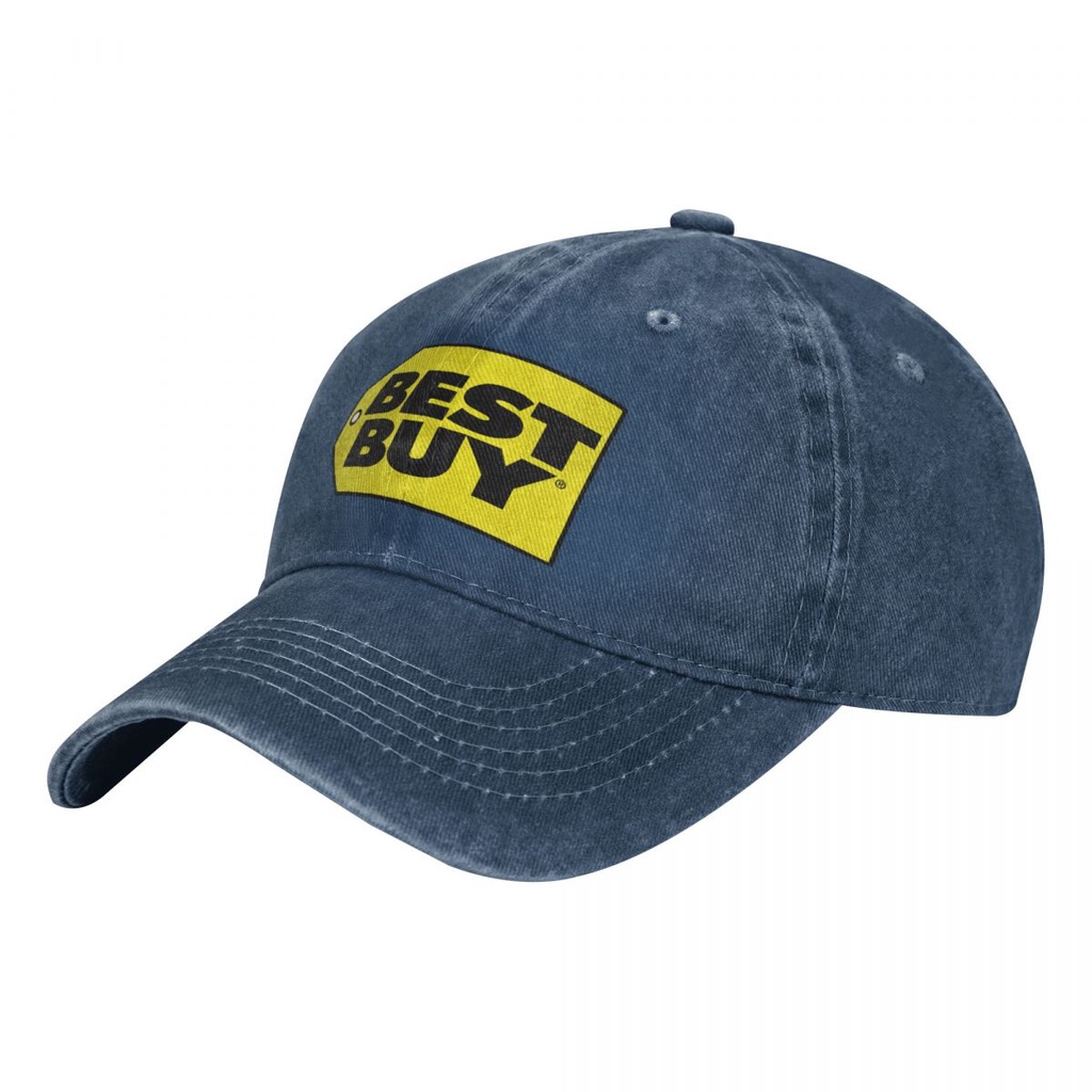 Best Buy Logo Mũ Denim Rửa Vành Cong Mũ Chống Nắng Đơn Giản Phù Hợp Với Mũ Bóng Chày Unisex Mũ Bóng 