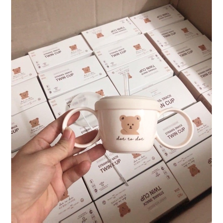 Cốc hút nước cầm tay cho bé phong cách Hàn Quốc cực xinh