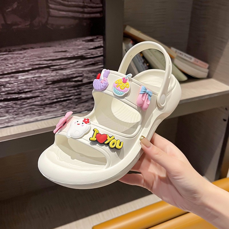 SANDAL ĐẾ LƯỢN, DÉP BÁNH MÌ QUAI NGANG NỮ EVA Đế Dày Chống Nước STICK MÀU SĂC