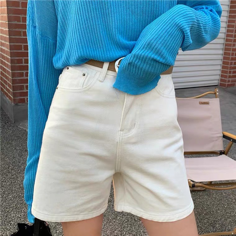 Quần short jean kaki nữ trơn dáng rộng (có Bigsize) TH Store cạp cao chất quần bò dày dặn