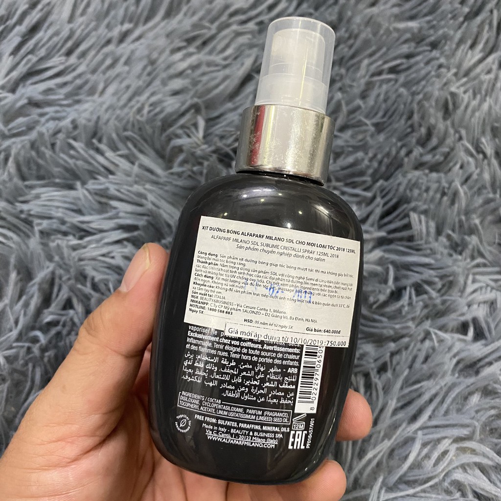 Xịt dưỡng bóng SDL cho mọi loại tóc Alfaparf Milano Cristalli Spray 125ml ( 2018 )