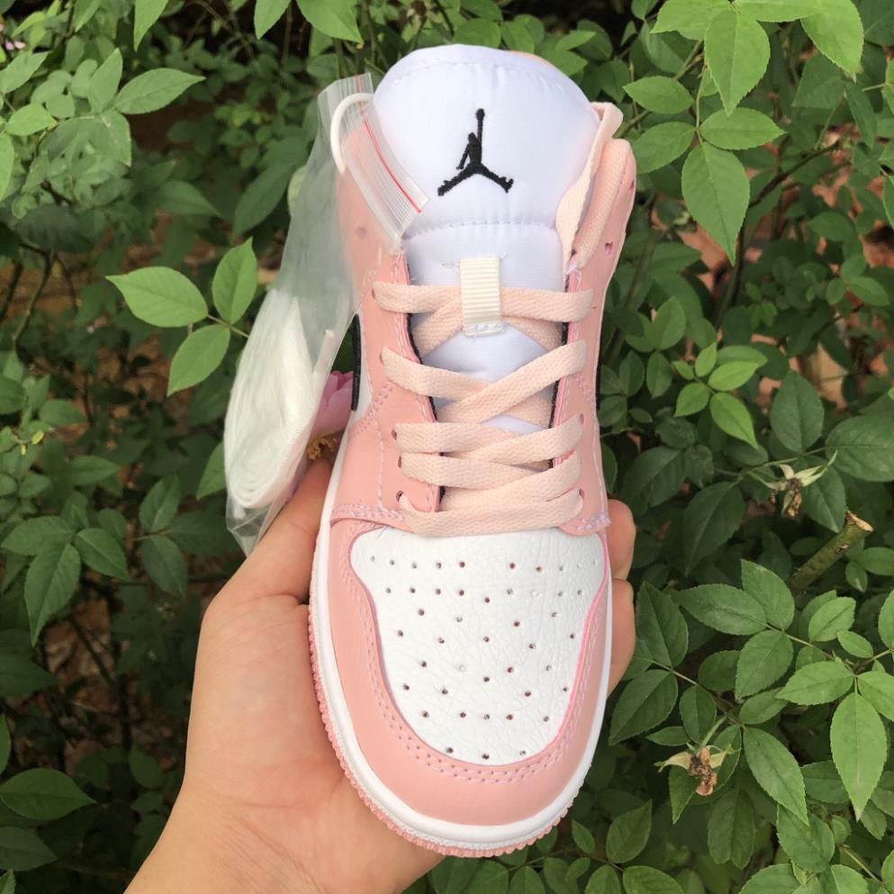 Giày thể thao nữ Jordan màu hồng cổ cao cổ thấp, giày sneaker nữ JD1 màu hồng đen cao cổ thấp cổ Pink high, low