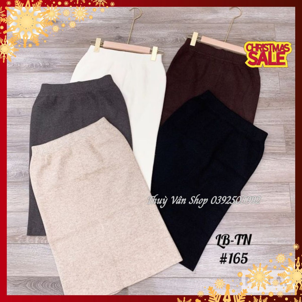 (SALE SẬP SÀN) #8002 Chân váy len lông mịn dài dáng qua gối chuẩn loại 1 Quảng Châu
