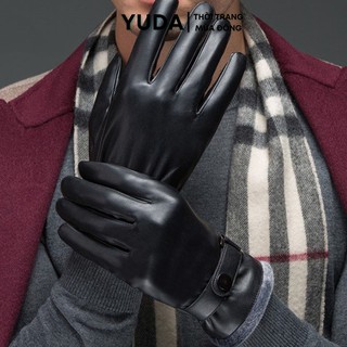 Găng tay chống lạnh mùa đông cho nam lót nỉ giữ ấm chất liệu da cao cấp chống nước