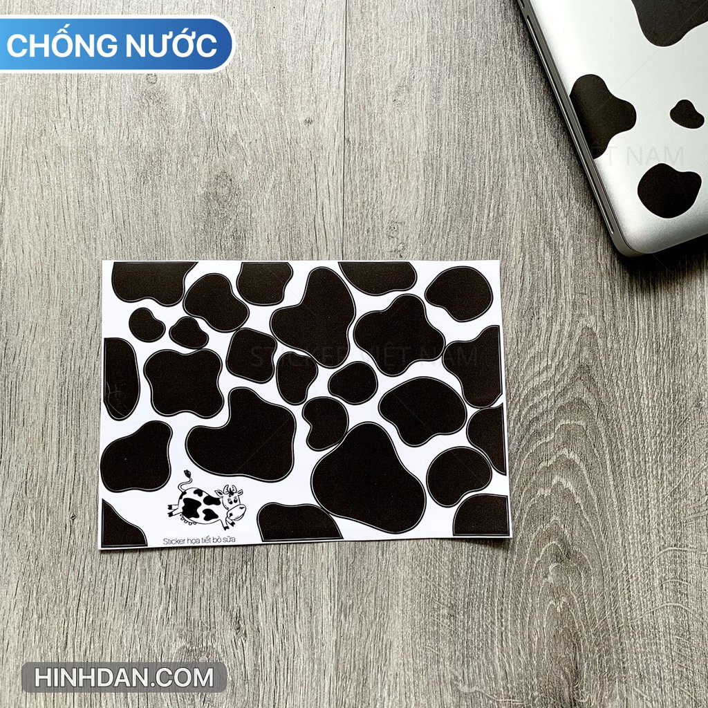 Sticker BÒ SỮA chống nước dán nón bảo hiểm, laptop, ốp điện thoại