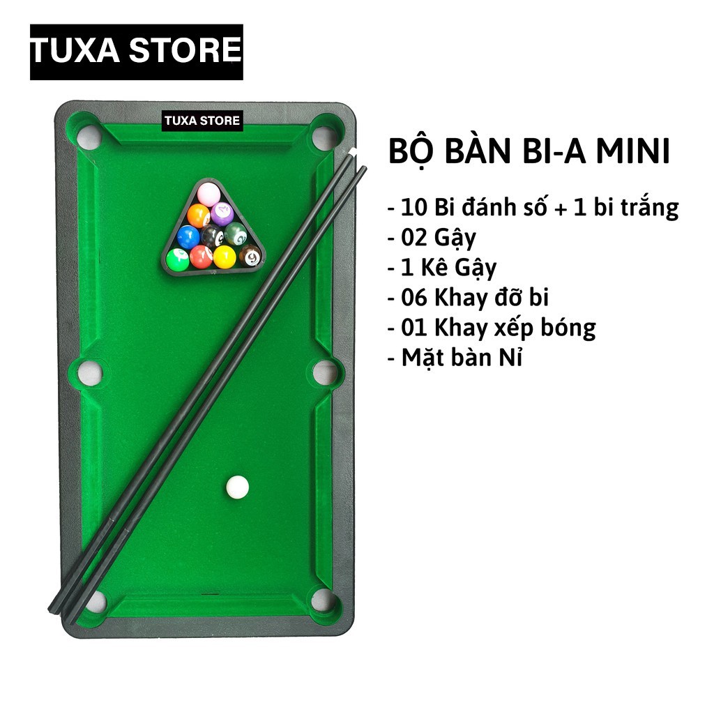 Bàn Bi a Mini cho trẻ em và người lớn-Bi da Mini Đồ chơi trẻ em 10 Bi đánh số-Tuxa