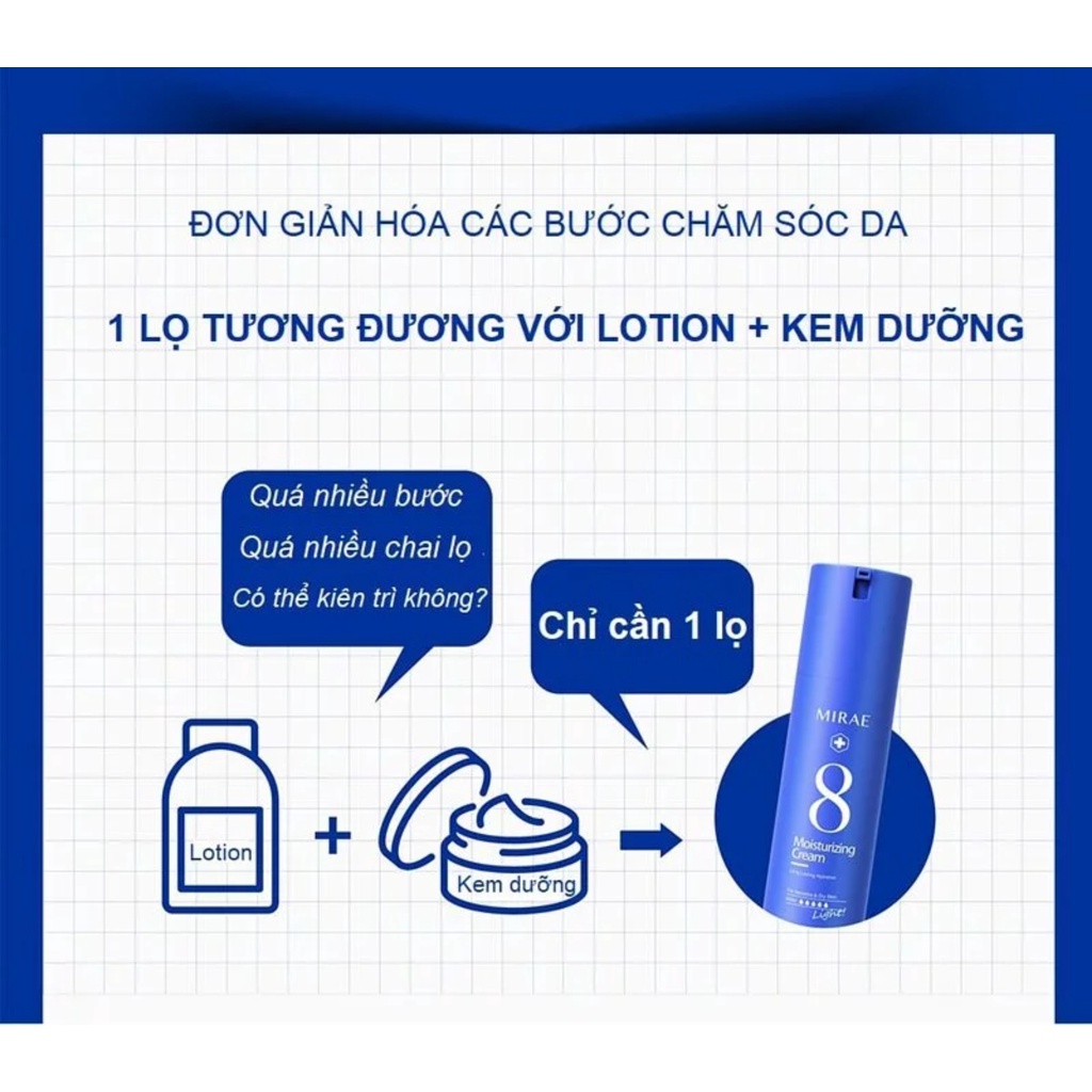 Kem dưỡng ẩm khóa nước MIRAE nâng cấp dưỡng ẩm cho làn da khô nhạy cảm với công nghệ khóa nước Aqualance 100ml/lọ