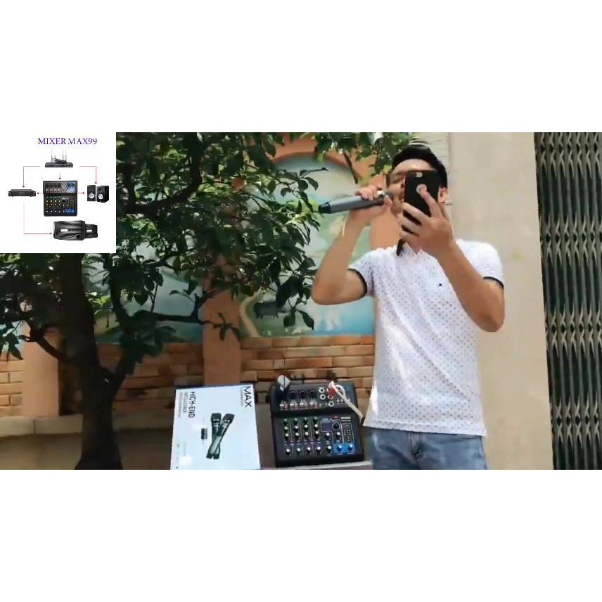 Bộ Mixer Yamaha Max 99 USB bluetooth 16 chế độ vang karaoke gia đình, livestream fb  Rất Hay