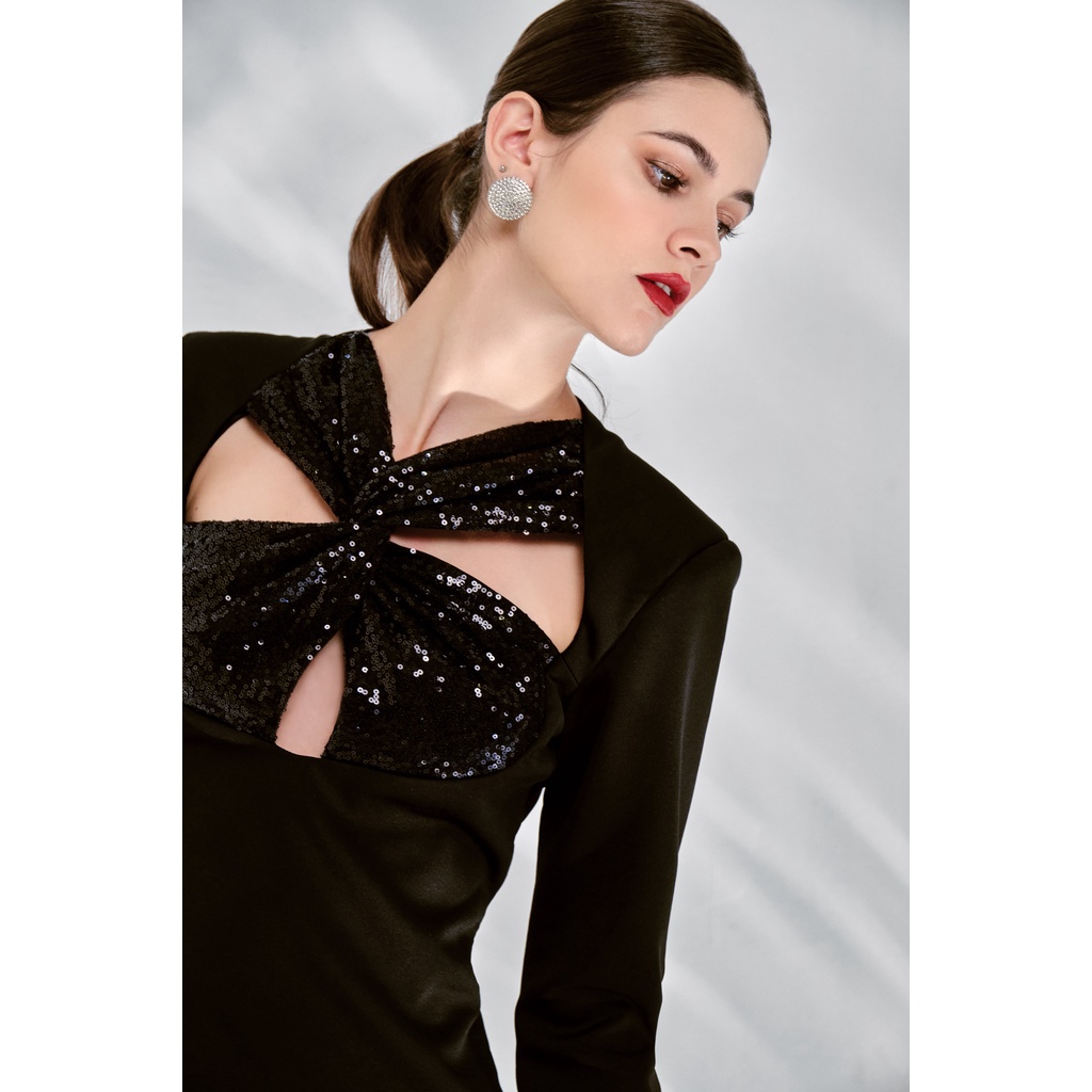 Đầm body dài tay CHOCOO Calla Sequin Dress thiết kế vải thun cotton dày cao cấp thanh lịch