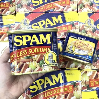 Thịt Đóng Hộp Spam 25% Less Sodium (340gx4 hộp)của Mỹ
