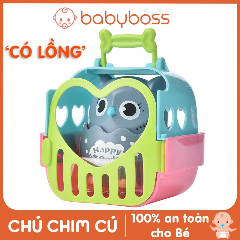 Đồ chơi vui nhộn chim cú có lồng đáng yêu cho bé chạy dây cót - babyboss