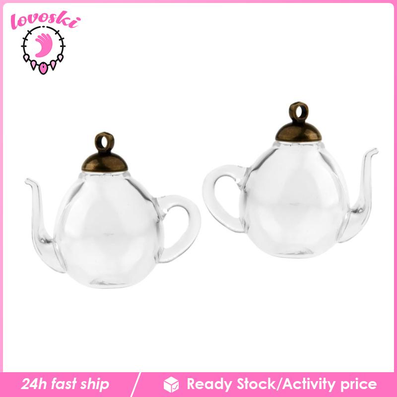 Set 2 Bình Điều Ước Trà Mini Bằng Thủy Tinh Rỗng Màu Vàng Kim Thủ Công