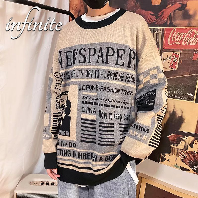 Áo Sweater Form Rộng In Họa Tiết Thời Trang Xu Hướng Đường Phố Hàn Quốc