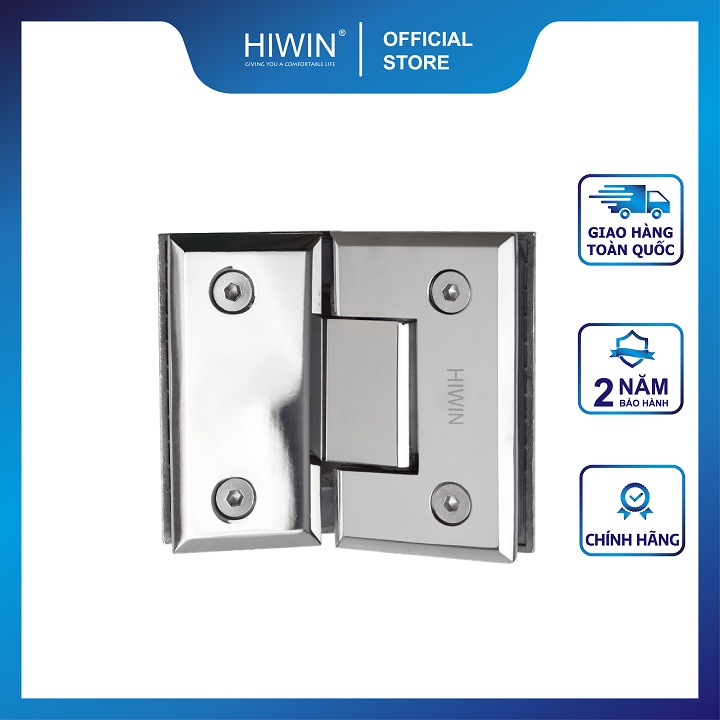 Bản lề phòng tắm kính 135 độ lệch cạnh vát chất liệu inox 304 mặt gương HIWIN HG-006 (dày 5mm)