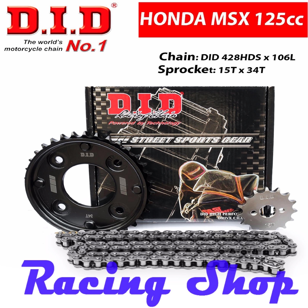 Nhông sên dĩa Honda MSX - Sên đen 10ly DID HDS Cover - Thái Lan