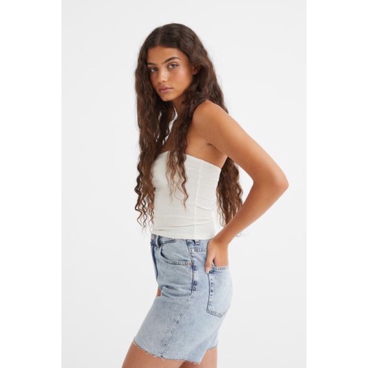 Áo H&M Quây Tube Ribbed Gân Dài Màu Kem