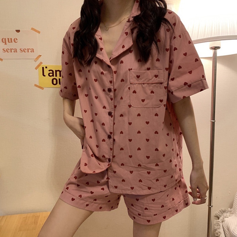 Bộ đồ ngủ ngắn tay in họa tiết hoạt hình độc đáo phong cách Hàn Quốc thời trang mùa hè cho nữ