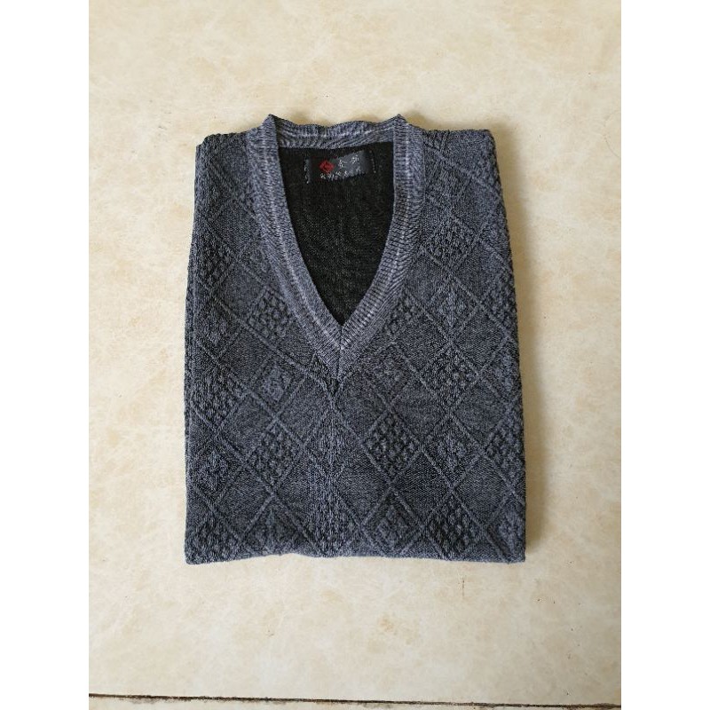 Áo gile len nam màu xám