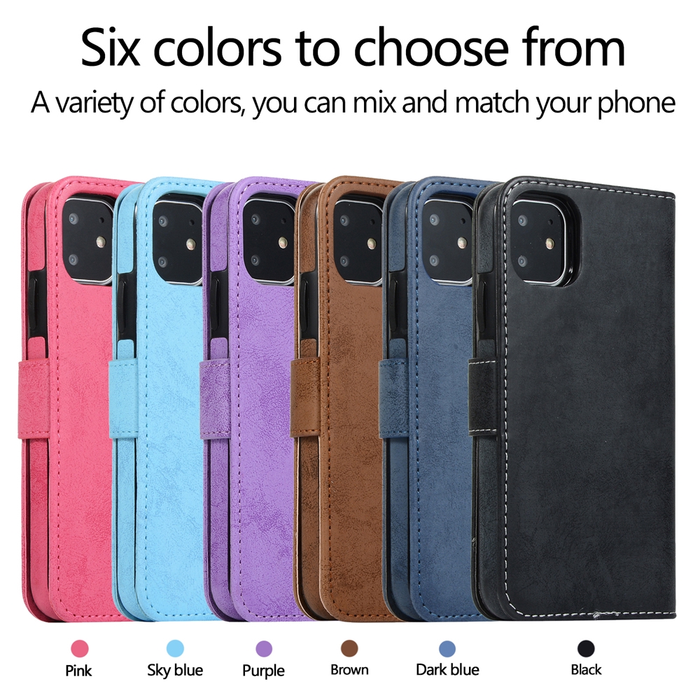 Bao Da Kiểu Ví Nhiều Màu Chống Thấm Nước Kèm Dây Đeo Sang Trọng Cho IPhone 6 6S 7 8 Plus XS Max XR 11 Pro Max SE2