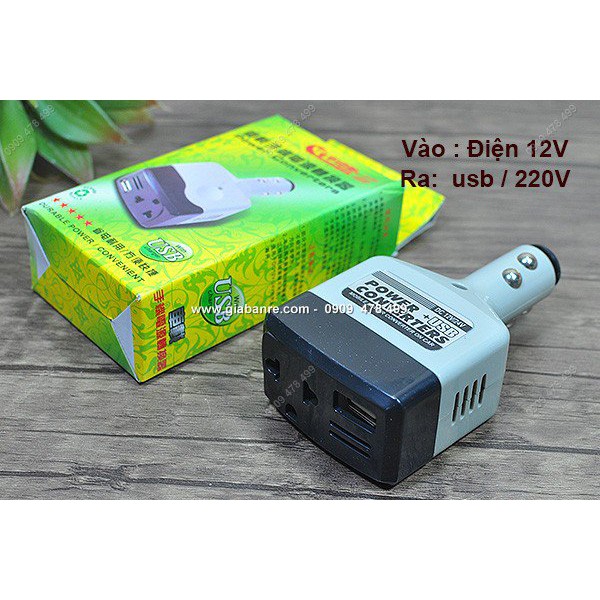 MS: 5204 - THIẾT BỊ CHUYỂN ĐIỆN USB VÀ 220V CHO XE HƠI