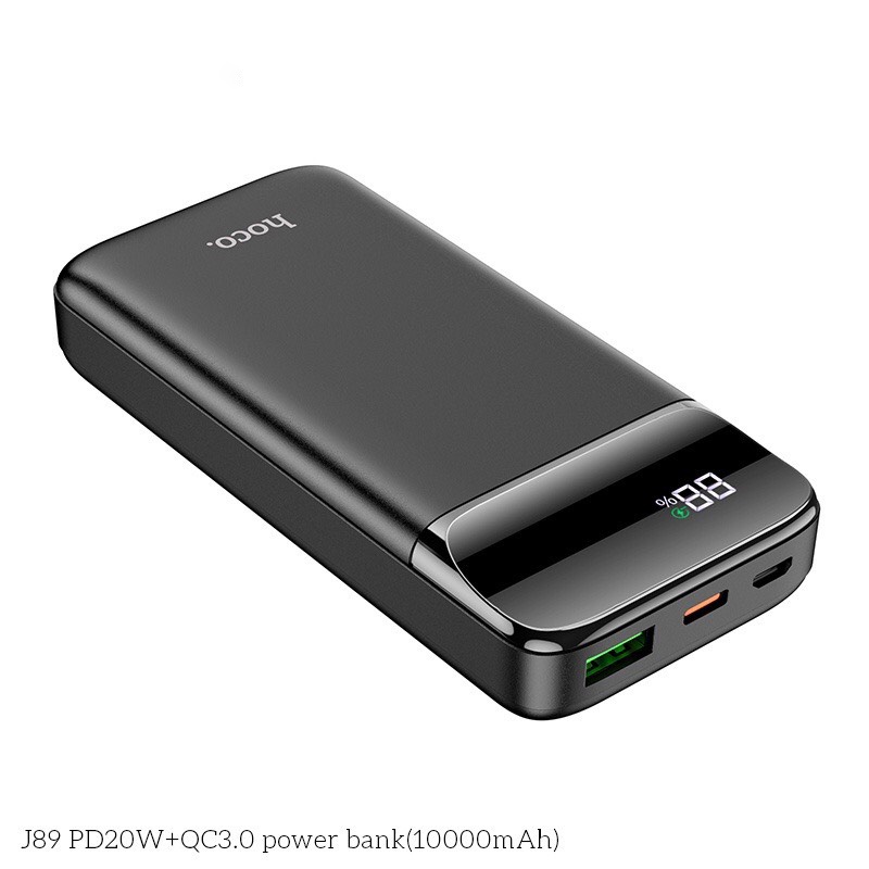 Pin sạc dự phòng Hoco J89 10000mah sạc nhanh 3A PD 20W có đèn led hiển thị phân trăm pin hàng chính hãng.