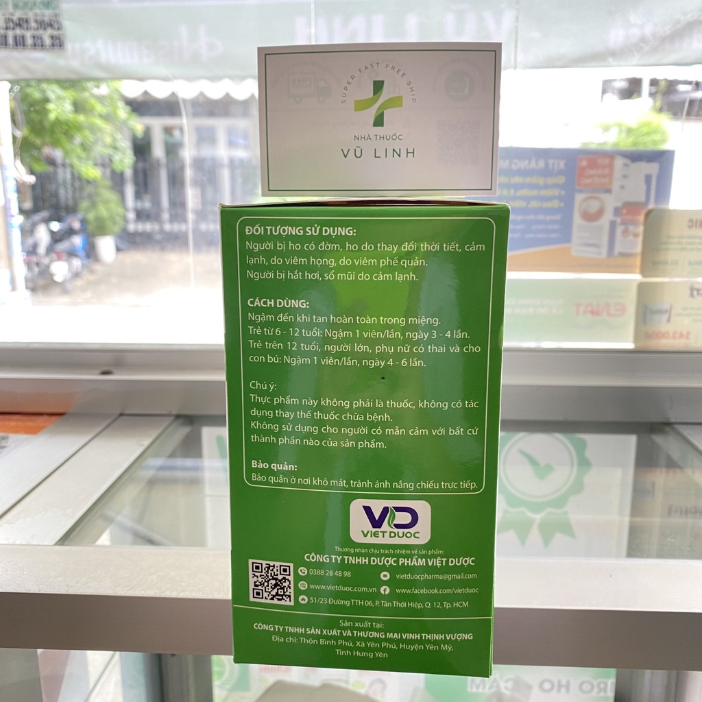 (CHÍNH HÃNG) Viên Ngậm Ho Cúc Lục Lăng giúp bổ phế, giảm ho, giảm tăng tiết đờm dãi - ( 1 Vỉ x 8 viên)