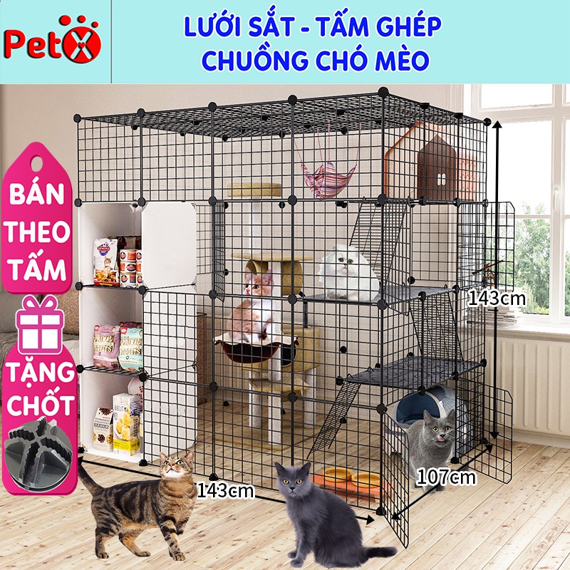 Chuồng mèo lắp ghép đa năng bán giá rẻ từng miếng lưới sắt thép nhiều loại tấm lắp thành quây 2, 3, 4 tầng cho thú cưng