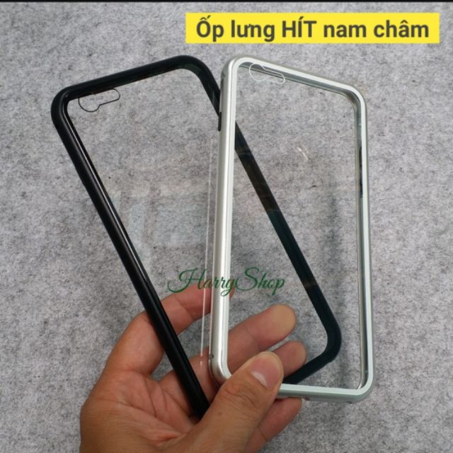 Ốp lưng hít nam châm iphone 6 Plus/ 6S plus lưng kính trong hiệu Shengo - Bảo vệ máy 360*