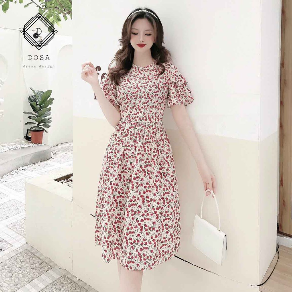 Váy hoa nhí Ulzzang dáng dài phối tay lỡ cánh tiên chất voan cát dày mềm mịn Đầm hoa nhí phong cách Vintage (hàng sẵn!!)