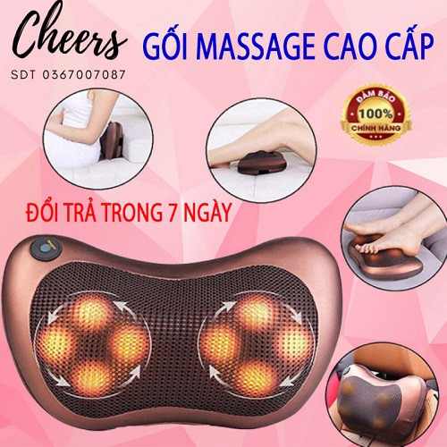 Gối massage hồng ngoại 8 𝑩𝑰 𝑪𝑶́ Đ𝑨̉𝑶 𝑪𝑯𝑰𝑬̂̀𝑼 giảm mệt mỏi đau nhức, chất liệu PU