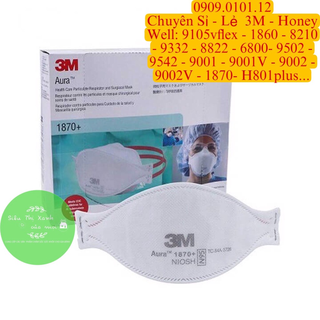 Khẩu trang 3m 9332a+ cao cấp, N95 có van thở chính hãng đệm mũi tiệt trùng đạt chuẩn AS/NZS FFP3 set 5 cái