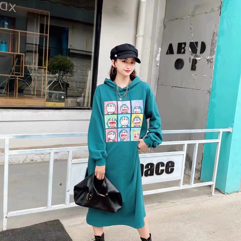 Váy Hoodie Oversize Có Mũ Doremon Doraemon
