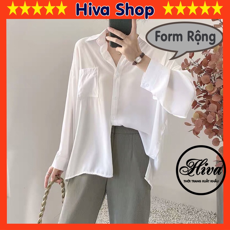 Áo Sơ Mi Nữ form rộng Lụa Hàn Kiểu Màu Trắng đẹp dài tay ulzzang vintage công sở