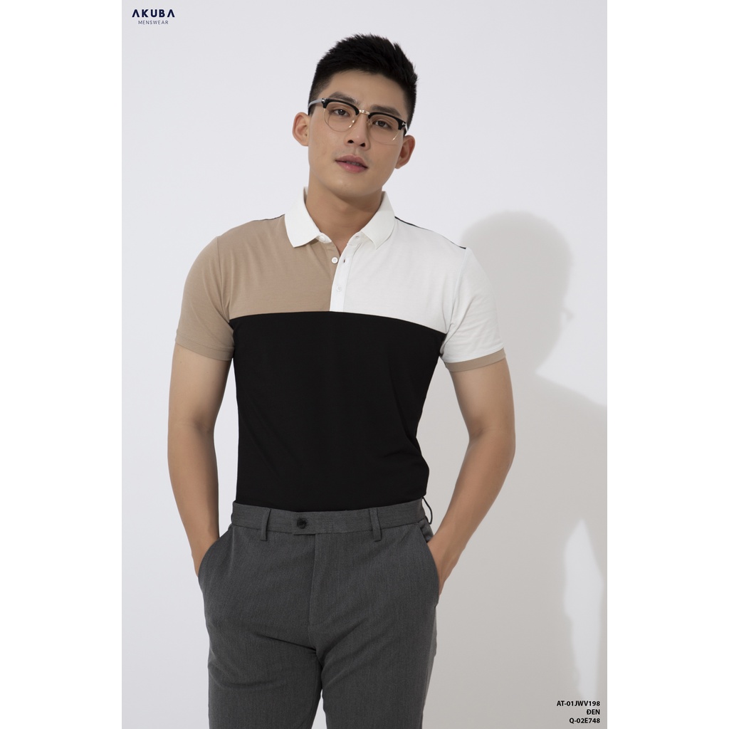 Áo thun polo nam AKUBA form slimfit ôm nhẹ tôn dáng, chất liệu cotton, áo đã qua xử lý co rút, bền màu 01JW198