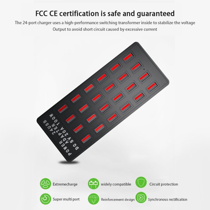 Cục sạc nhanh Dc5V 20a 24 nhiều cổng usb tiện lợi