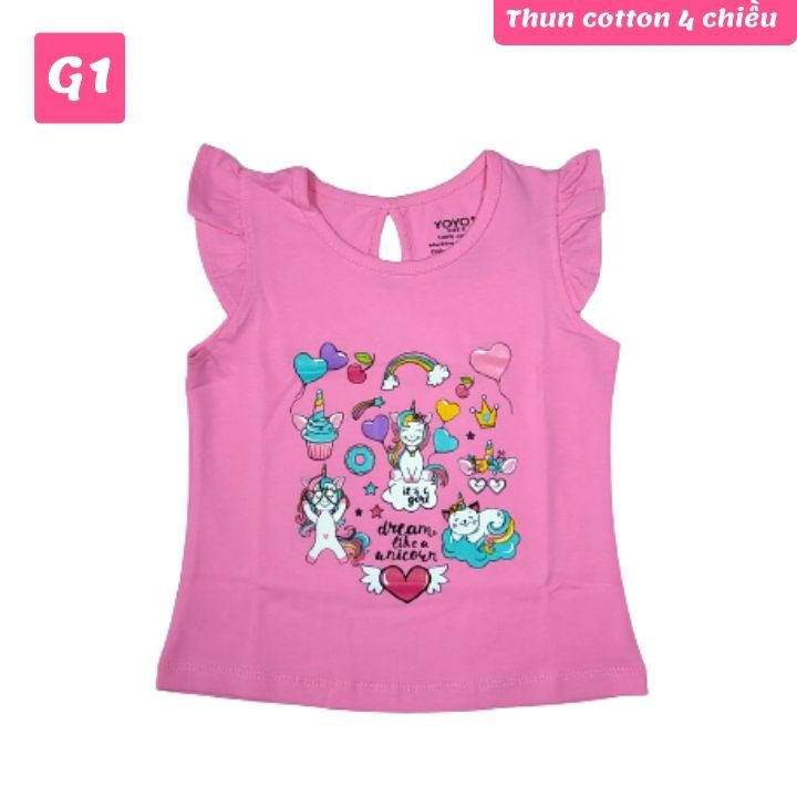 Đồ bộ bé gái yoyo hình thú từ 10-43kg. Chất thun cotton 4 chiều, giặt không vỡ hình- Tomchuakids.
