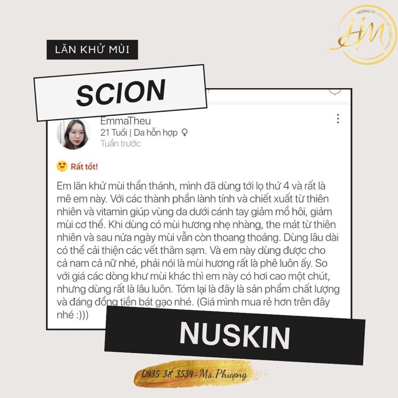 Lăn khử mùi Scion giúp giảm hôi nách và hôi chân dùng được cho cả nam và nữ 75ml