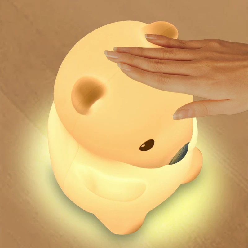Đèn Ngủ Bảo Vệ Mắt Hình Gấu Hoạt Hình Bằng Silicon Mềm Cổng Sạc USB