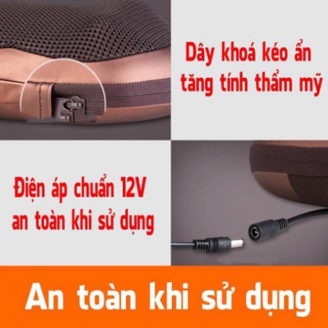 Gối Massage Hồng Ngoại 8 Bi Xoay 2 Chiều Công Nghệ Nhật Bản - Bảo Hành 12 Tháng