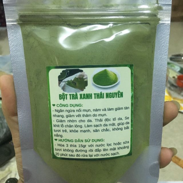 1 lạng bột trà xanh Thái Nguyên nguyên chất 100% handmade | Thế Giới Skin Care