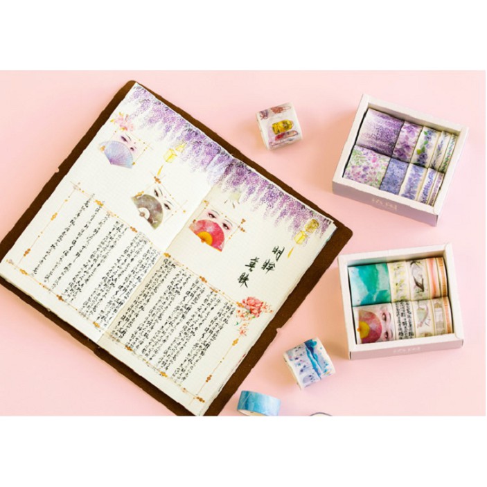 1k sale sôc 11.11 CÓ SẴN Set 10 cuộn Washi tape mẫu mới nhiều màu vô kể Đợt 1