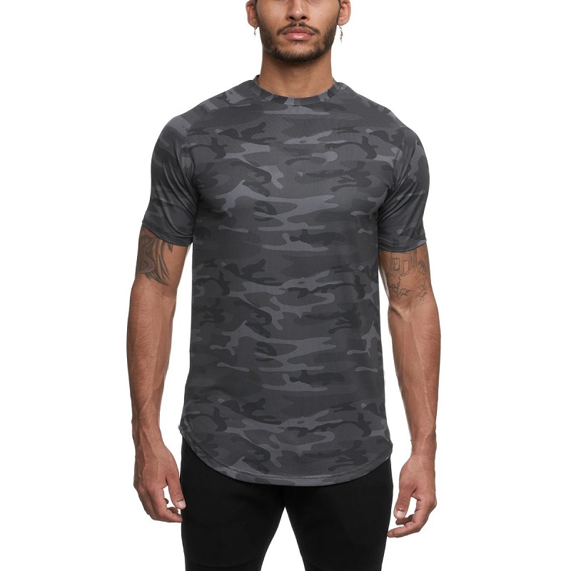 M-3XL áo thun nam camouflage round neck sports fitness t-shirt men quick-drying breathable training short sleeved tshirt