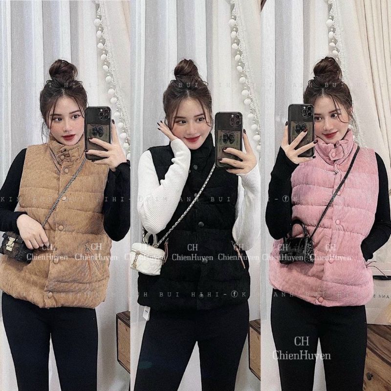 Áo gile phao nhung tăm hàng chuẩn QCl1